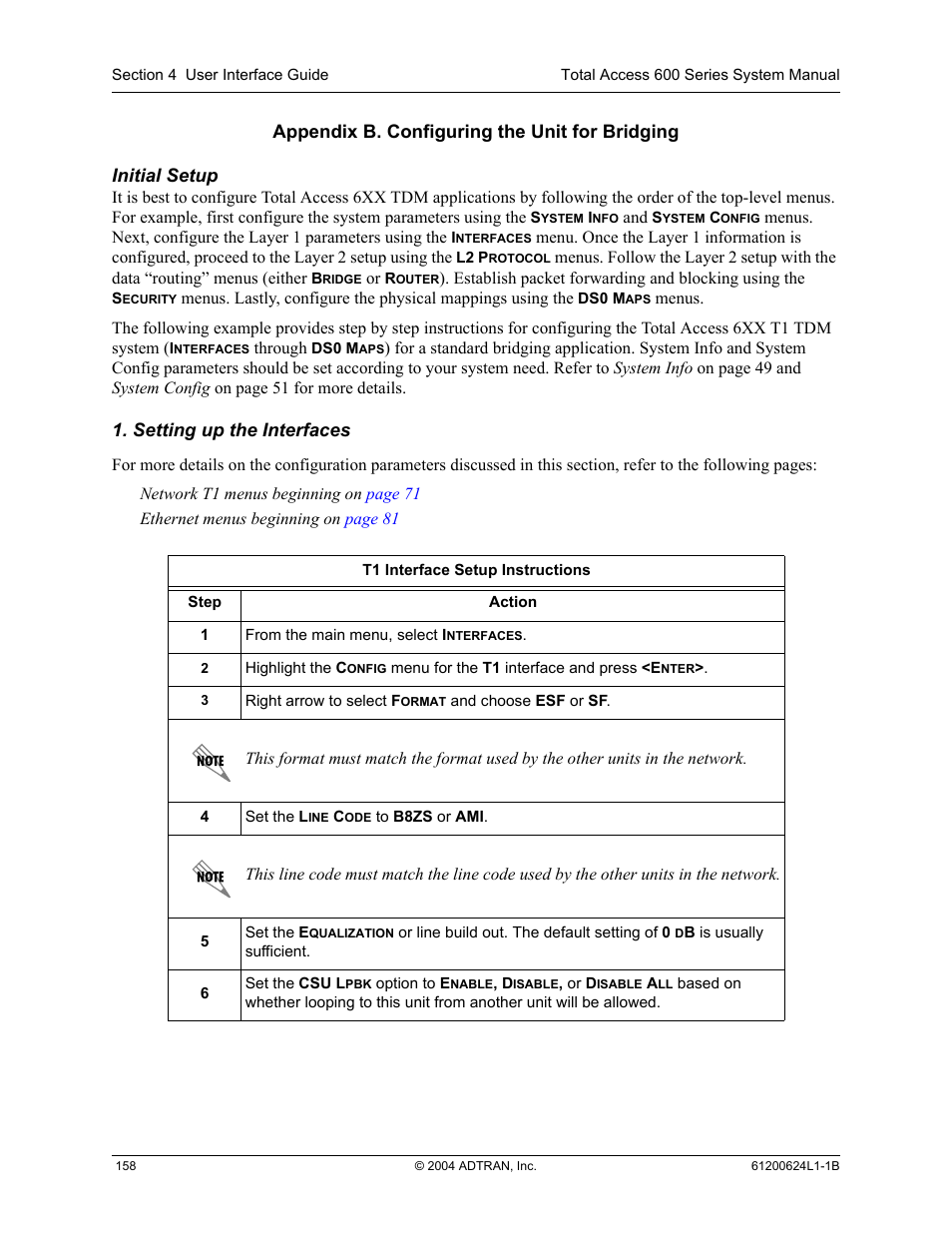 Appendix b. configuring the unit for bridging | ADTRAN 600R User Manual | Page 160 / 264