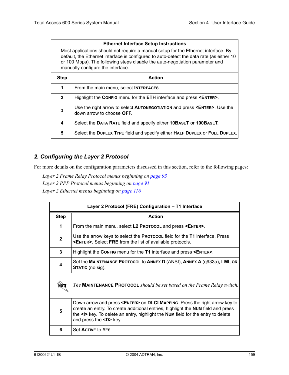 Configuring the layer 2 protocol | ADTRAN 600R User Manual | Page 161 / 264