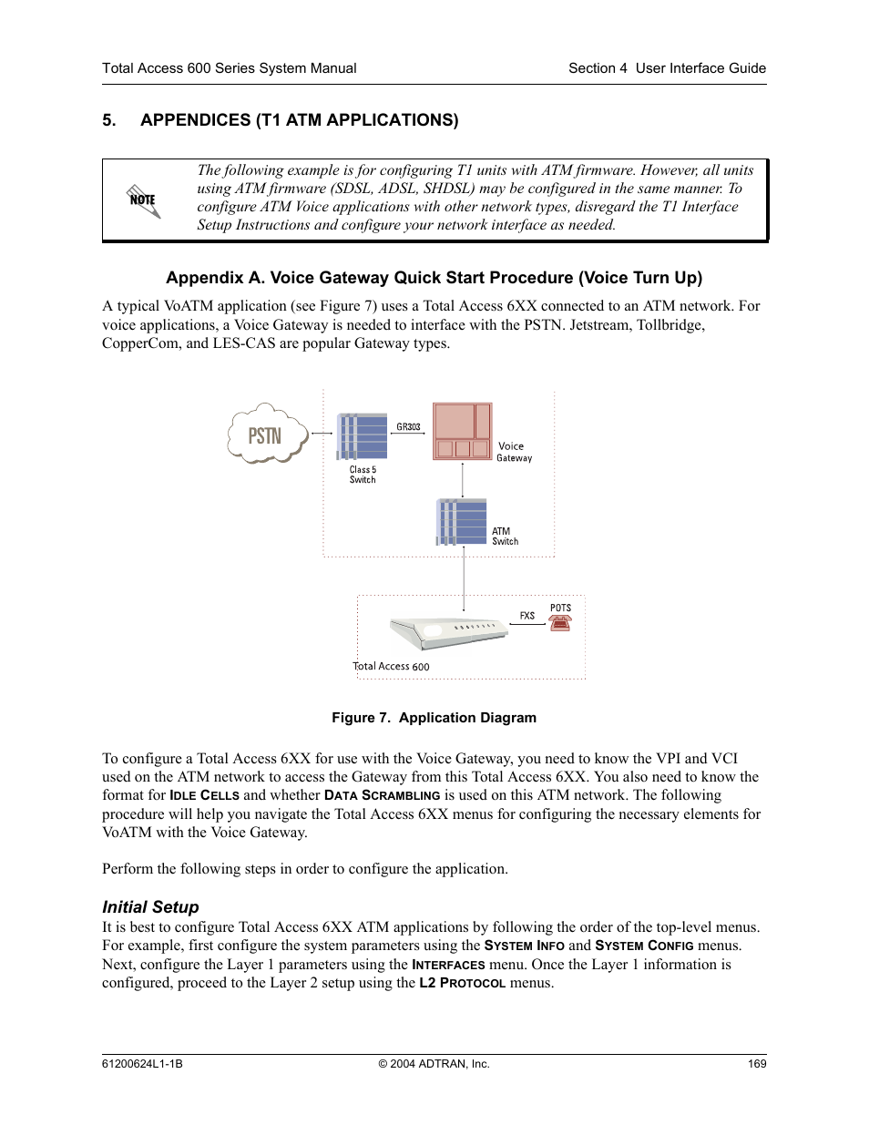 Appendices (t1 atm applications), Figure 7, Application diagram | ADTRAN 600R User Manual | Page 171 / 264