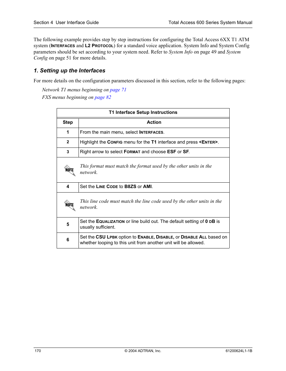Setting up the interfaces | ADTRAN 600R User Manual | Page 172 / 264
