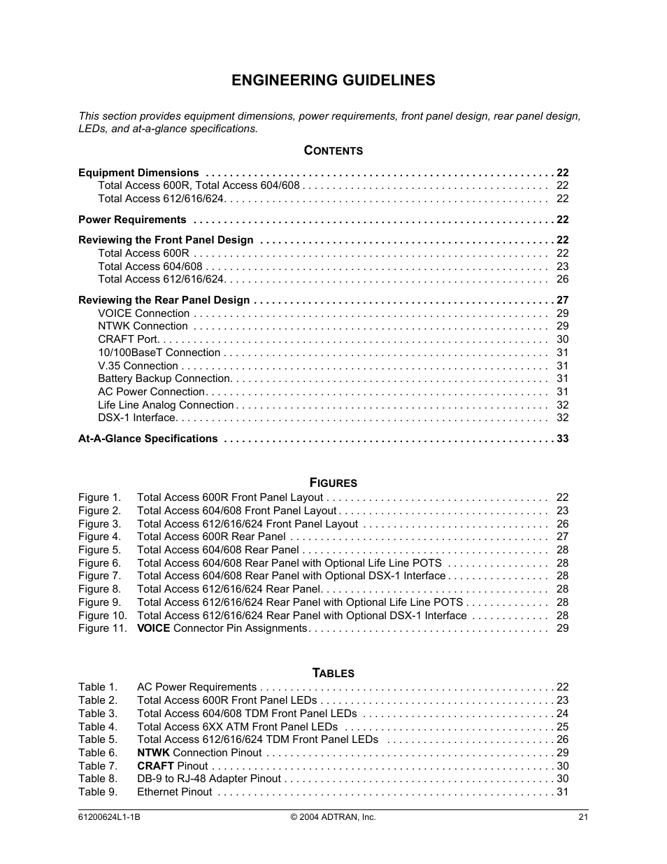 Engineering guidelines, Section 2 | ADTRAN 600R User Manual | Page 21 / 264