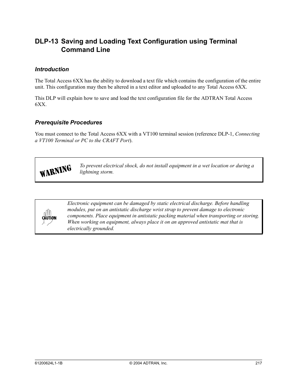 Dlp-13 | ADTRAN 600R User Manual | Page 219 / 264