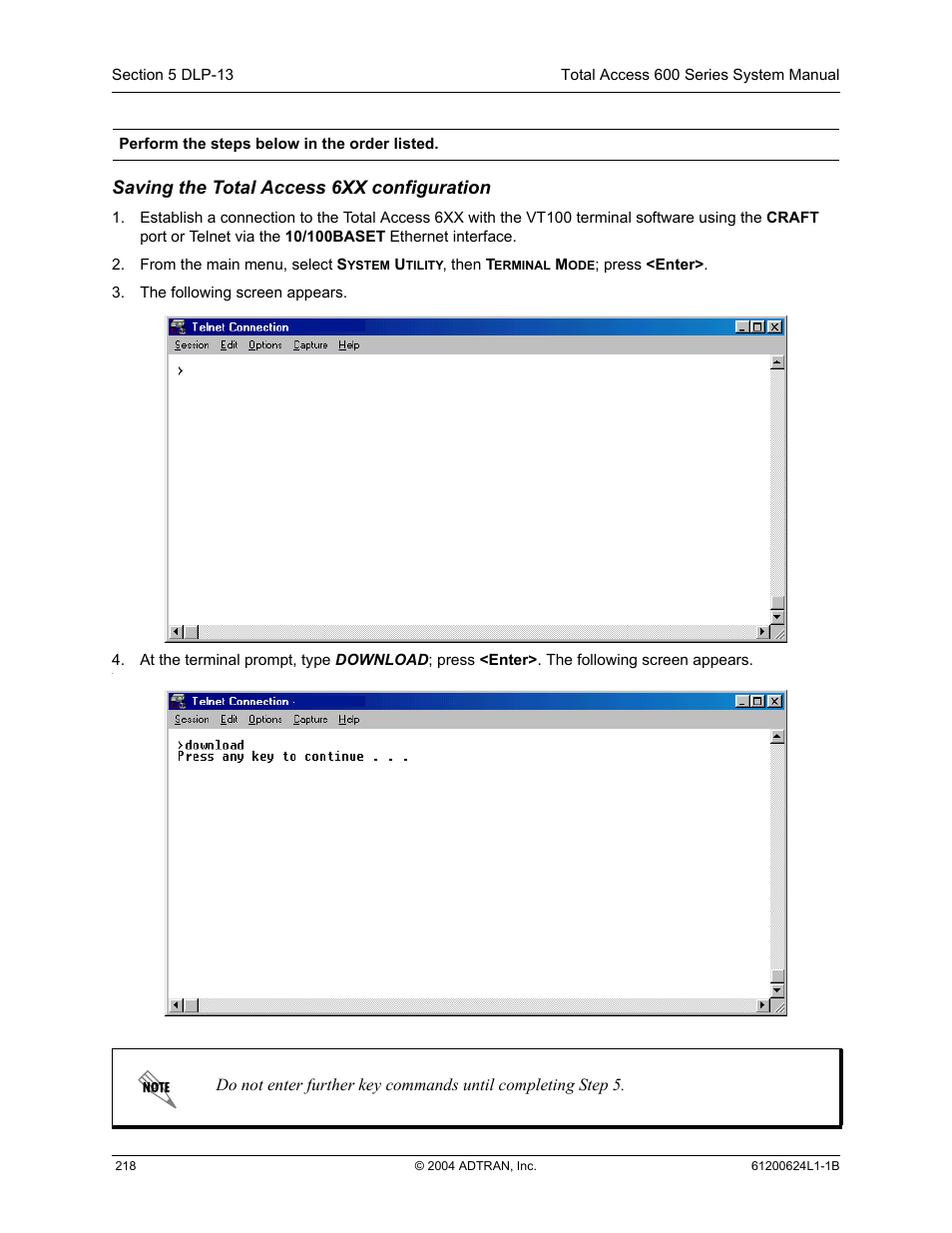 Saving the total access 6xx configuration | ADTRAN 600R User Manual | Page 220 / 264