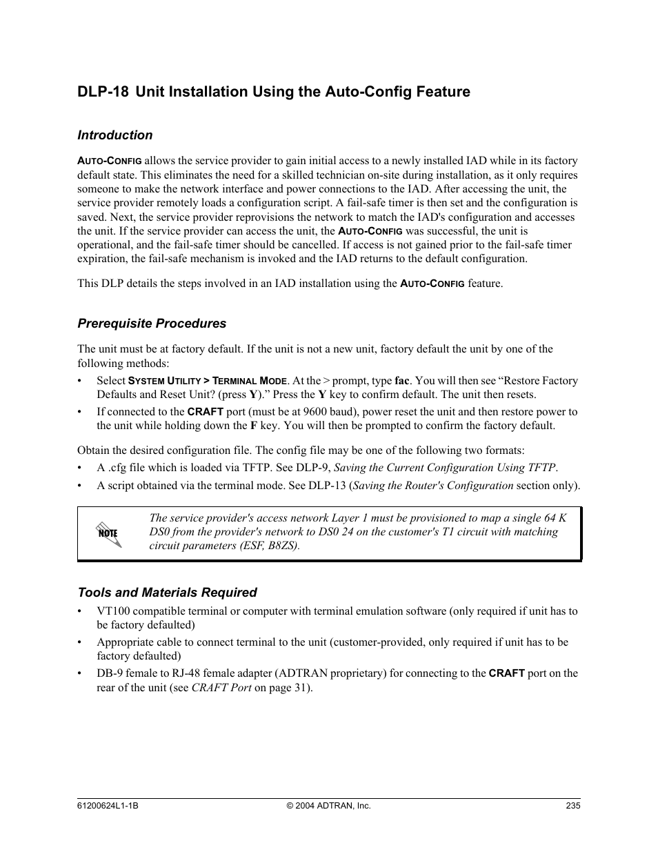 Dlp-18, Unit installation using the auto-config feature | ADTRAN 600R User Manual | Page 237 / 264