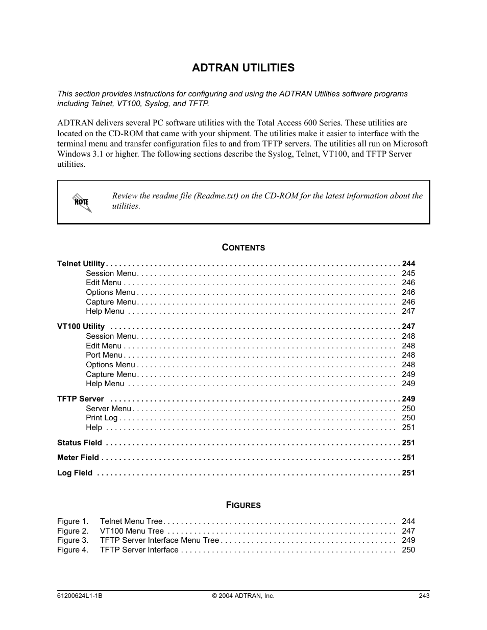 Adtran utilities, Section 6 | ADTRAN 600R User Manual | Page 245 / 264