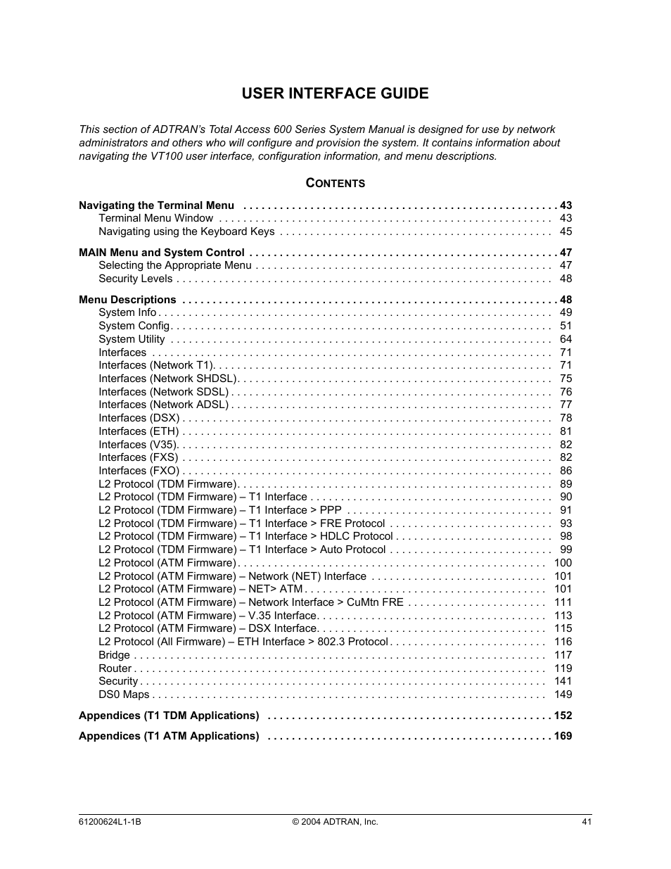 User interface guide, Section 4 | ADTRAN 600R User Manual | Page 43 / 264