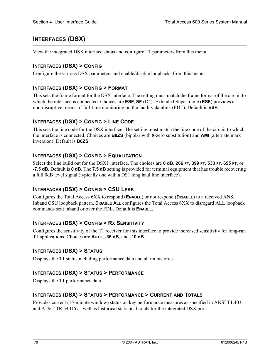 Interfaces (dsx), Dsx) | ADTRAN 600R User Manual | Page 80 / 264