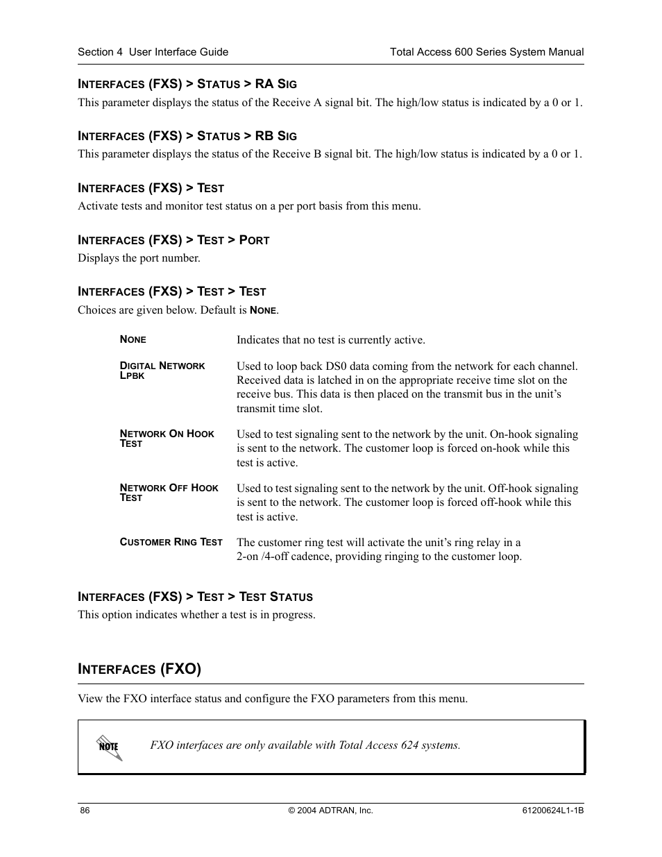 Interfaces (fxo), Fxo) | ADTRAN 600R User Manual | Page 88 / 264