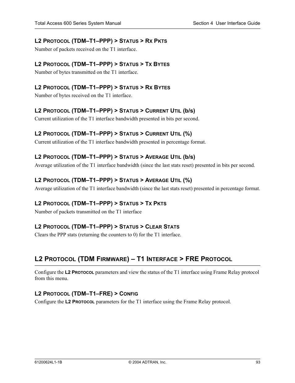 L2 p, Tdm f, T1 i | Fre p | ADTRAN 600R User Manual | Page 95 / 264