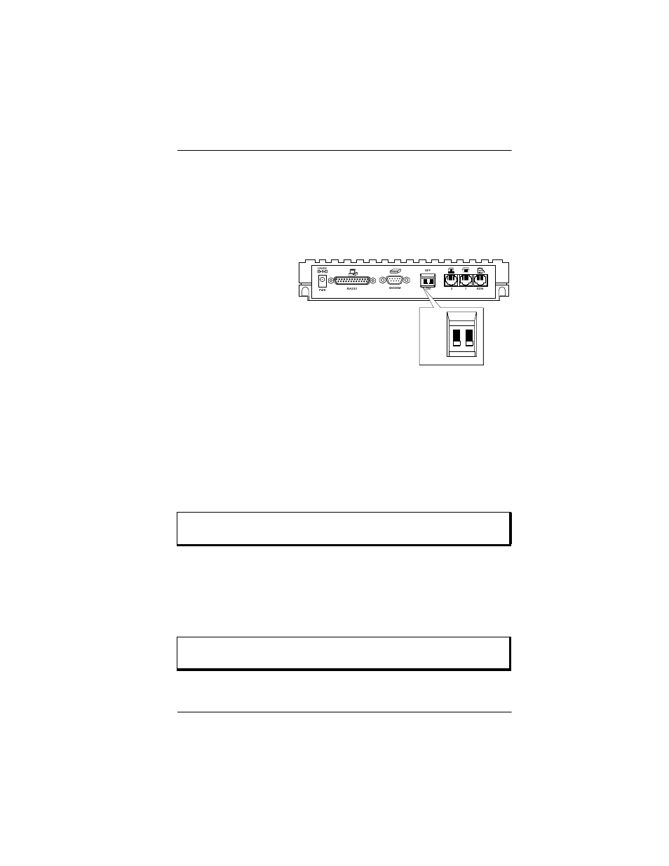 Setting the dip switches, Dip switch 1, Dip switch 2 | Figure 2-3. dip switch locations on rear panel -9 | ADTRAN 3000 User Manual | Page 37 / 146
