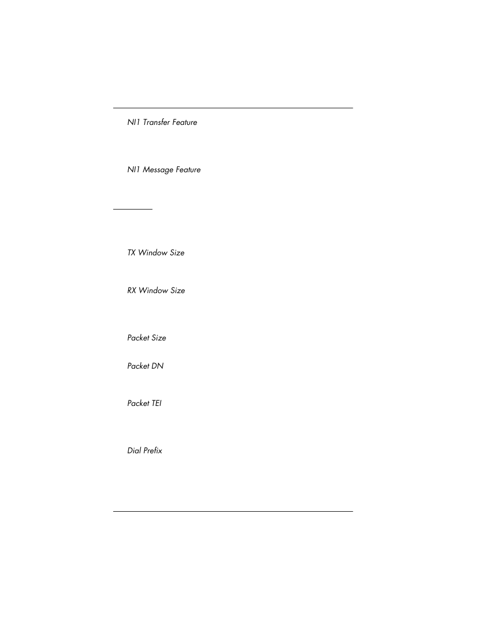 Packet tab, Ni1 transfer feature -10 ni1 message feature -10, Enable anonymous call rejection -1 | ADTRAN 3000 User Manual | Page 50 / 146