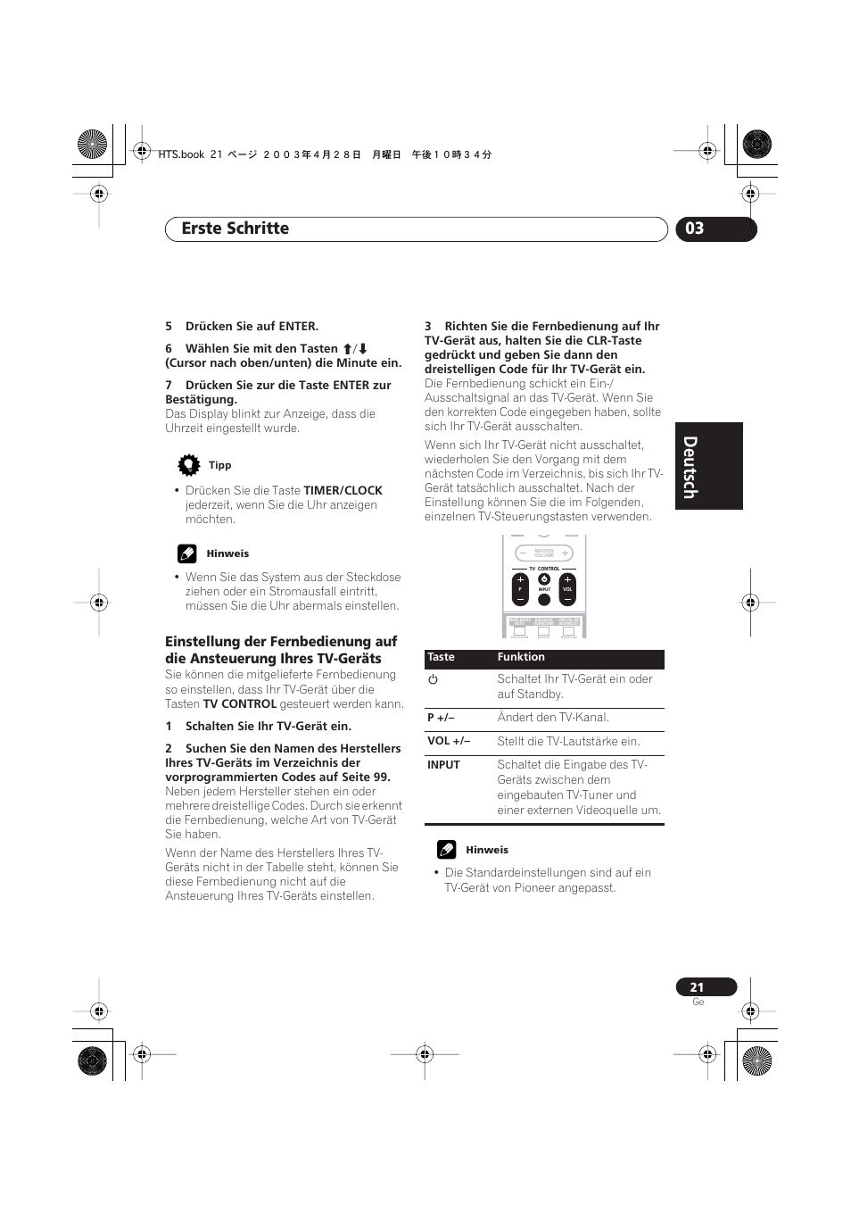 Deutsch, Deutsch français, Nederlands | Español deutsch, Erste schritte 03 | Pioneer NS-DV990 User Manual | Page 123 / 208