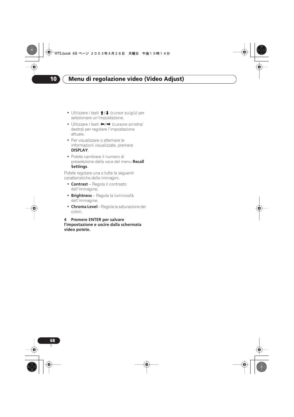 Menu di regolazione video (video adjust) 10 | Pioneer NS-DV990 User Manual | Page 68 / 208