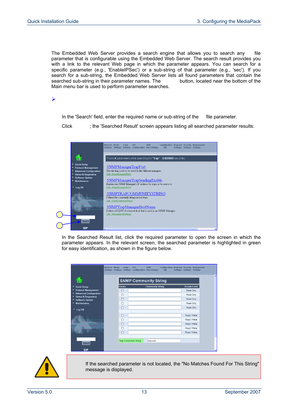 Searching for ini file parameters, 4 searching for ini file parameters | AudioCodes MP-118 User Manual | Page 13 / 44