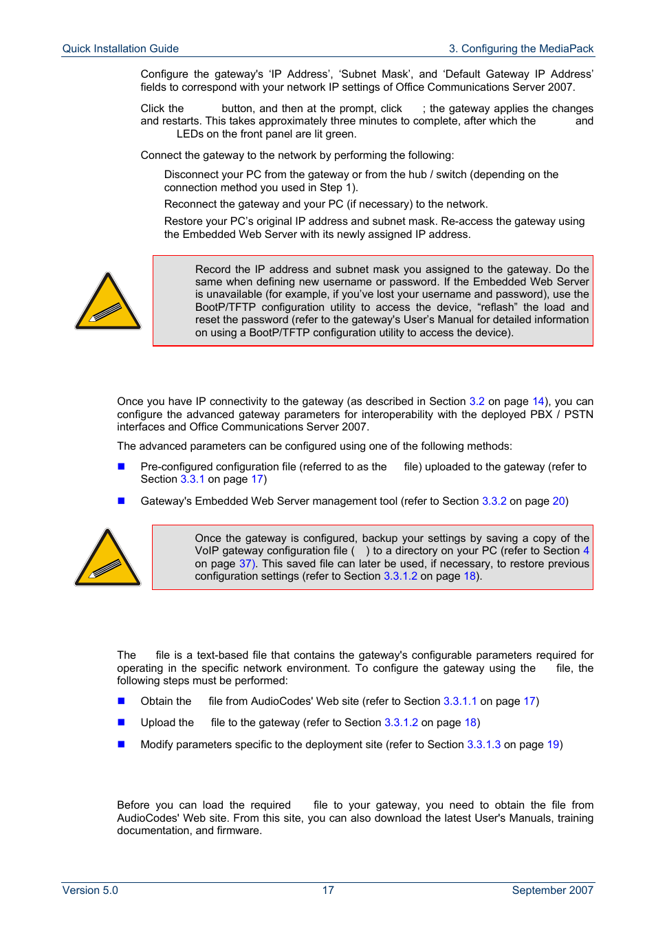 Advanced configuration, Using the ini file, Obtaining the ini file from the web | 3 advanced configuration, 1 using the ini file | AudioCodes MP-118 User Manual | Page 17 / 44