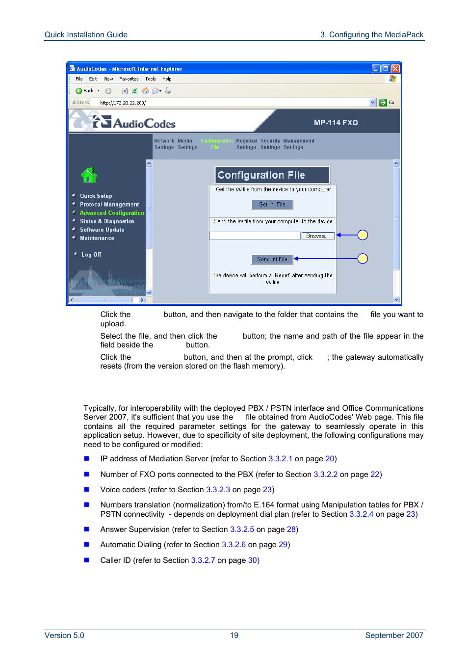 Modifying parameters specific to site deployment, On pa | AudioCodes MP-118 User Manual | Page 19 / 44