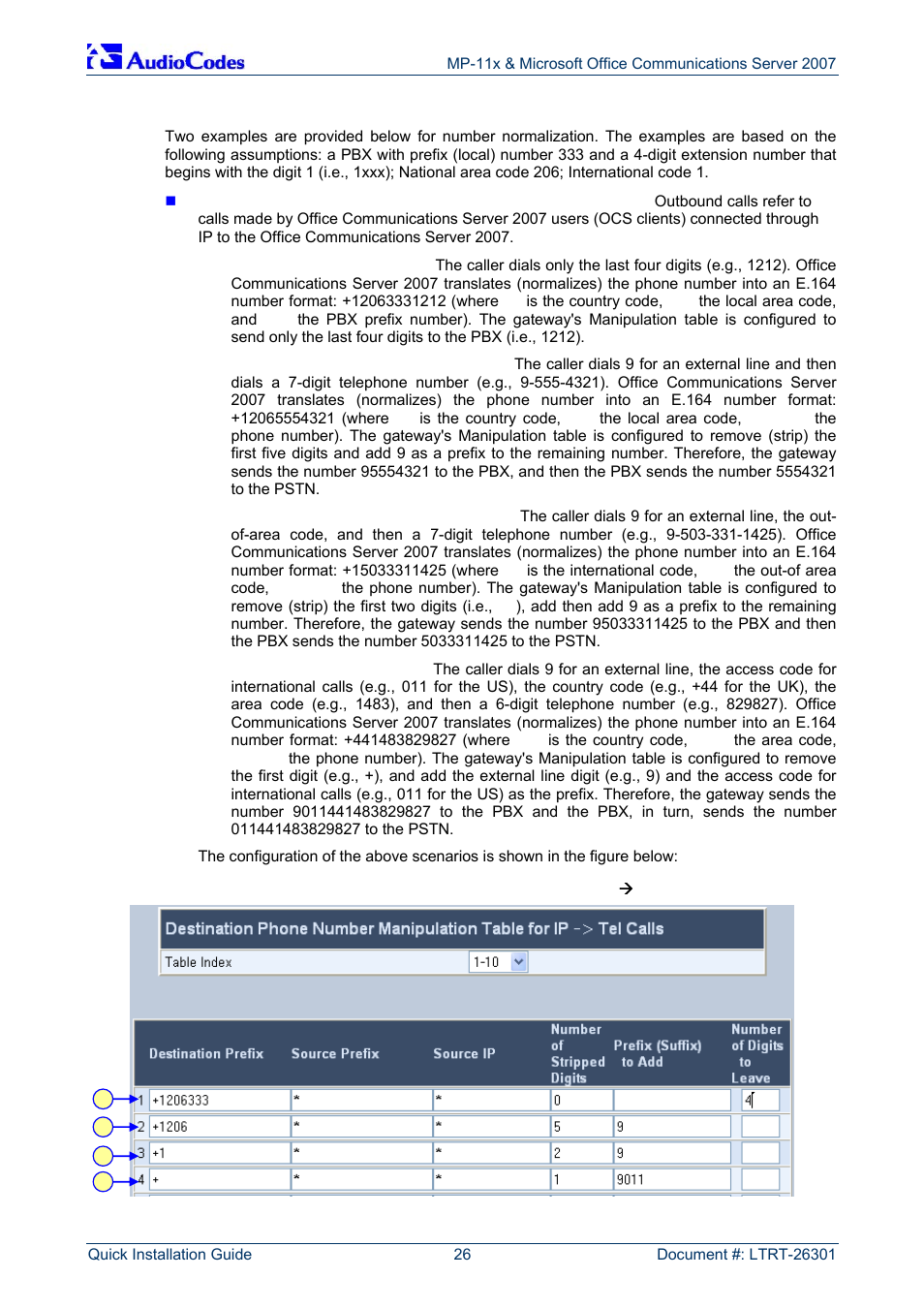 Number normalization examples, On pag | AudioCodes MP-118 User Manual | Page 26 / 44