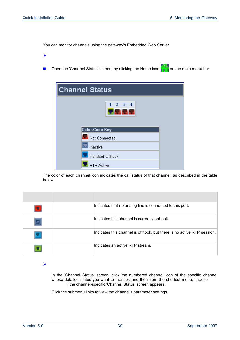 Monitoring the channels, 2 monitoring the channels | AudioCodes MP-118 User Manual | Page 39 / 44