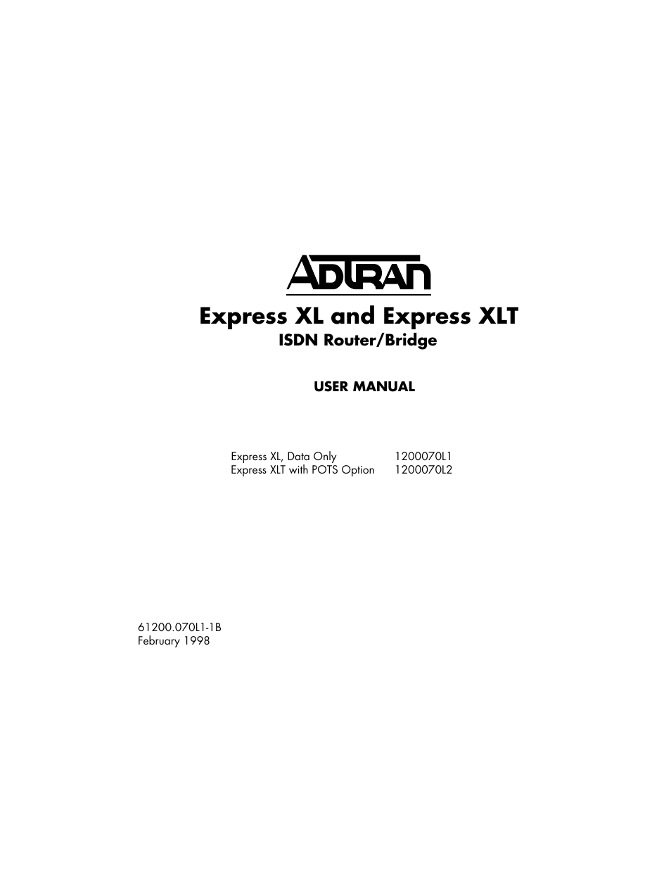 ADTRAN 1200070L1 User Manual | 187 pages