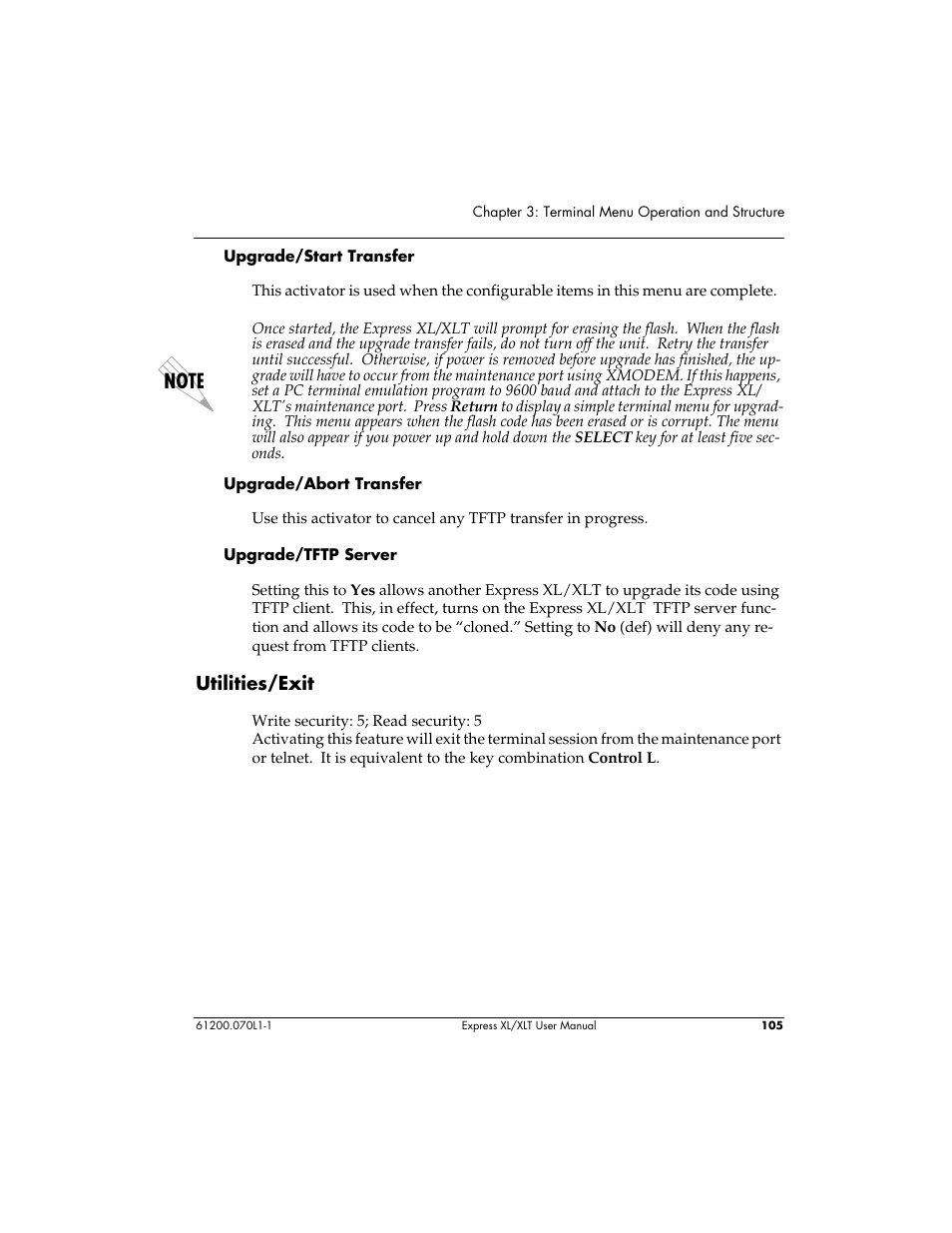 Utilities/exit | ADTRAN 1200070L1 User Manual | Page 121 / 187