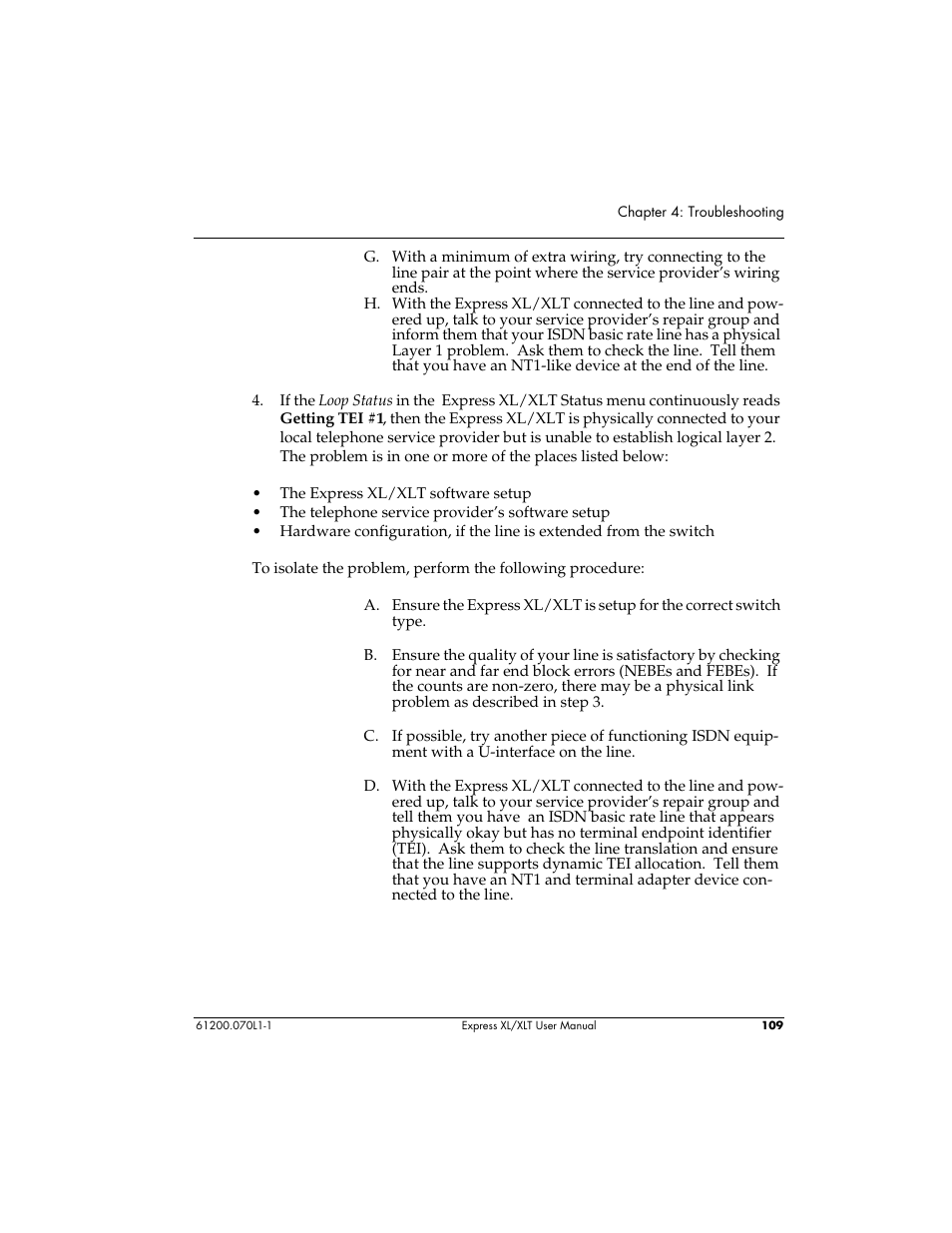 If the loop status in the express xl/xlt status | ADTRAN 1200070L1 User Manual | Page 125 / 187