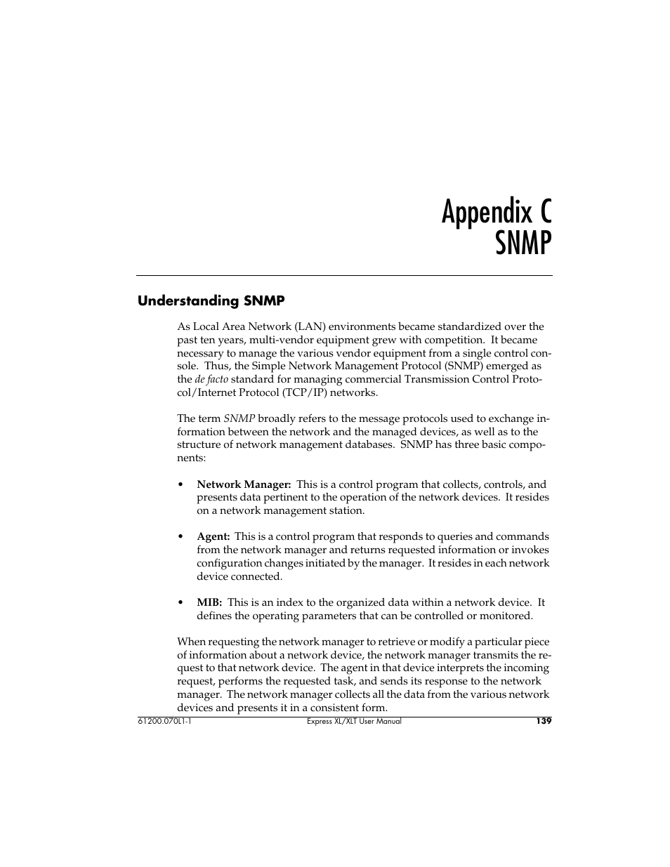 Appendix c, Snmp, Appendix c snmp | ADTRAN 1200070L1 User Manual | Page 155 / 187
