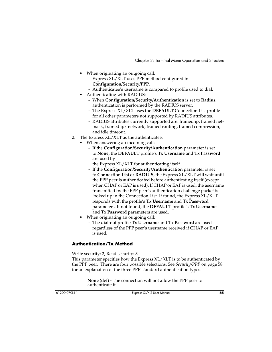 The express xl/xlt as the authenticatee | ADTRAN 1200070L1 User Manual | Page 81 / 187
