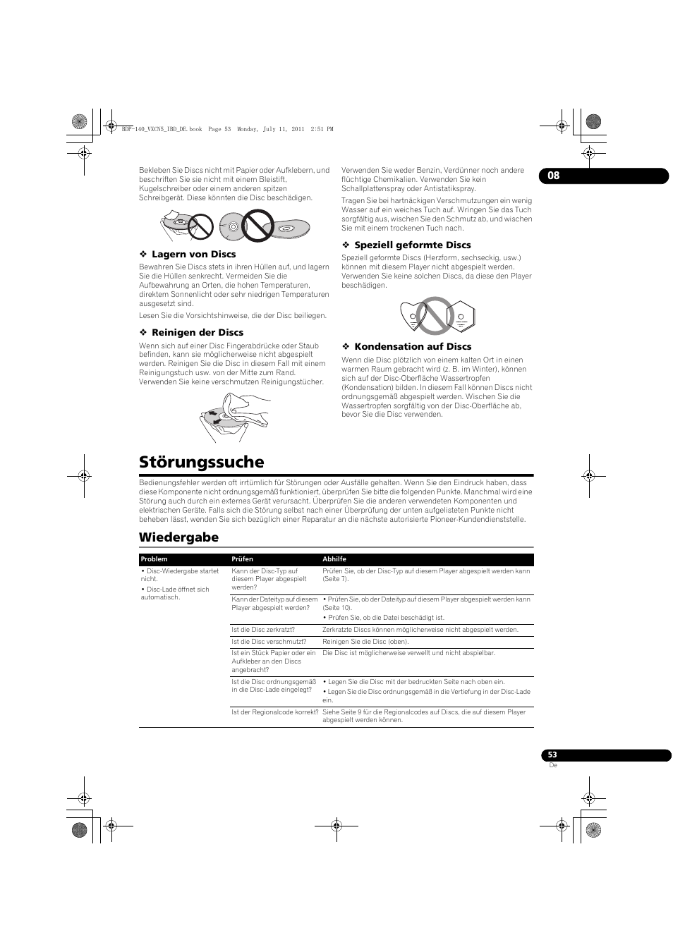 Störungssuche, Wiedergabe | Pioneer BDP-440 User Manual | Page 117 / 308