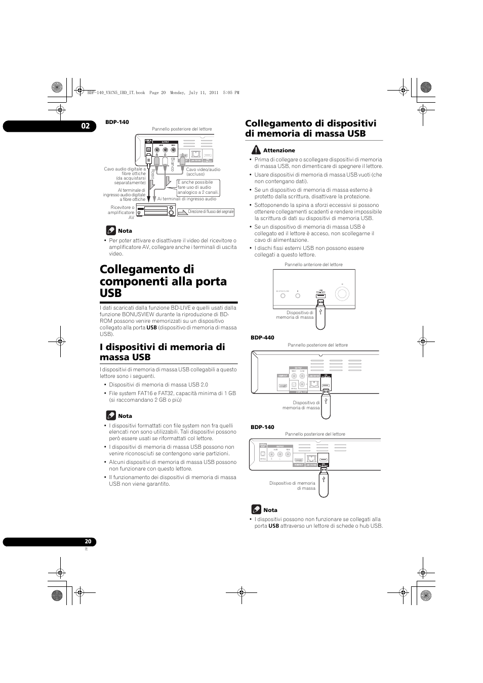 Collegamento di componenti alla porta usb | Pioneer BDP-440 User Manual | Page 144 / 308