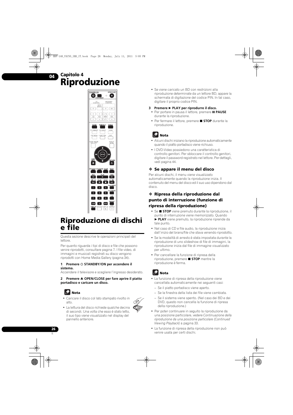 Riproduzione di dischi e file, Riproduzione, Capitolo 4 | Pioneer BDP-440 User Manual | Page 150 / 308