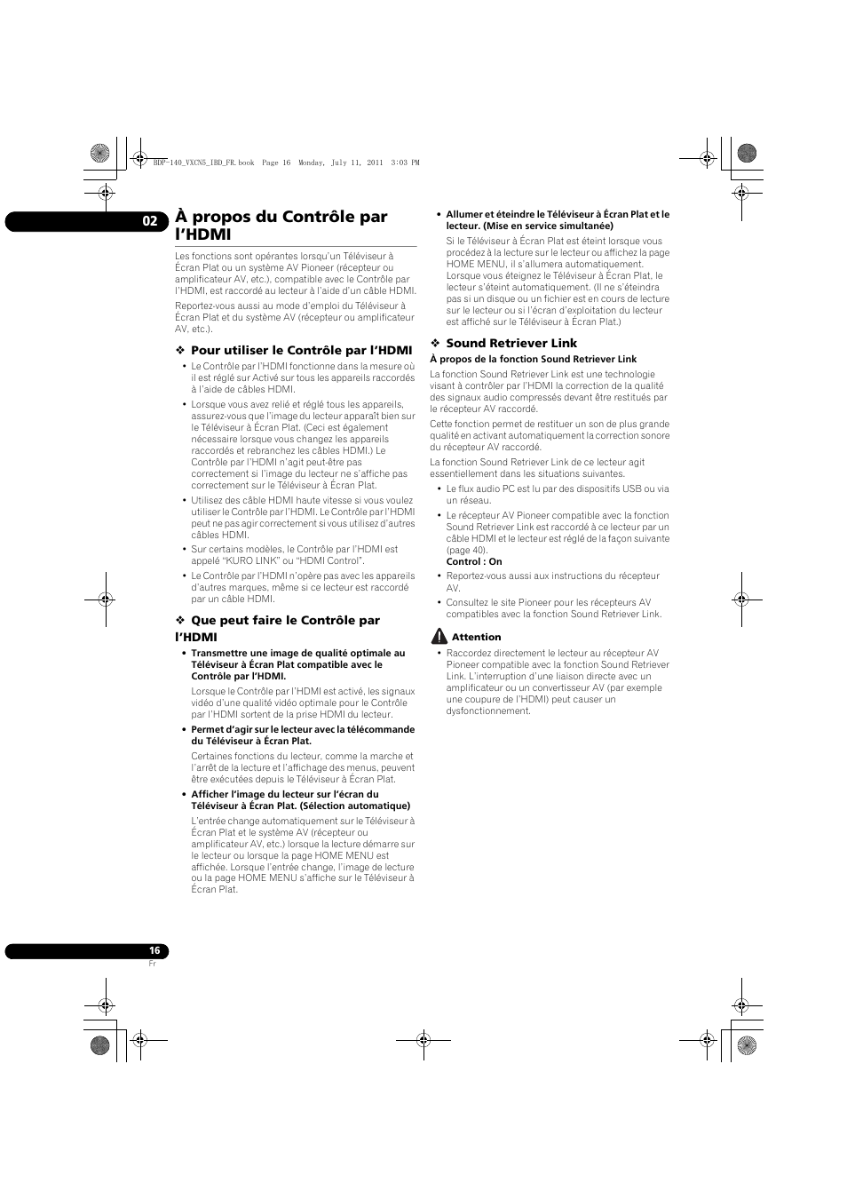 À propos du contrôle par l’hdmi | Pioneer BDP-440 User Manual | Page 16 / 308