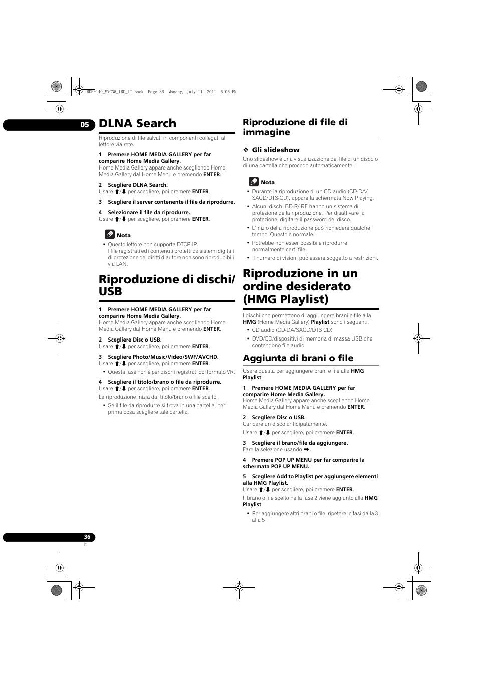 Dlna search riproduzione di dischi/usb, Riproduzione di file di immagine, Aggiunta di brani o file | Dlna search, Riproduzione di dischi/ usb | Pioneer BDP-440 User Manual | Page 160 / 308