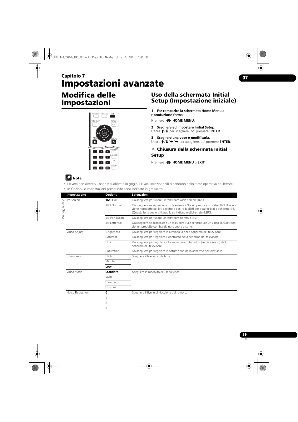 Modifica delle impostazioni, Impostazioni avanzate, 07 capitolo 7 | Pioneer BDP-440 User Manual | Page 163 / 308