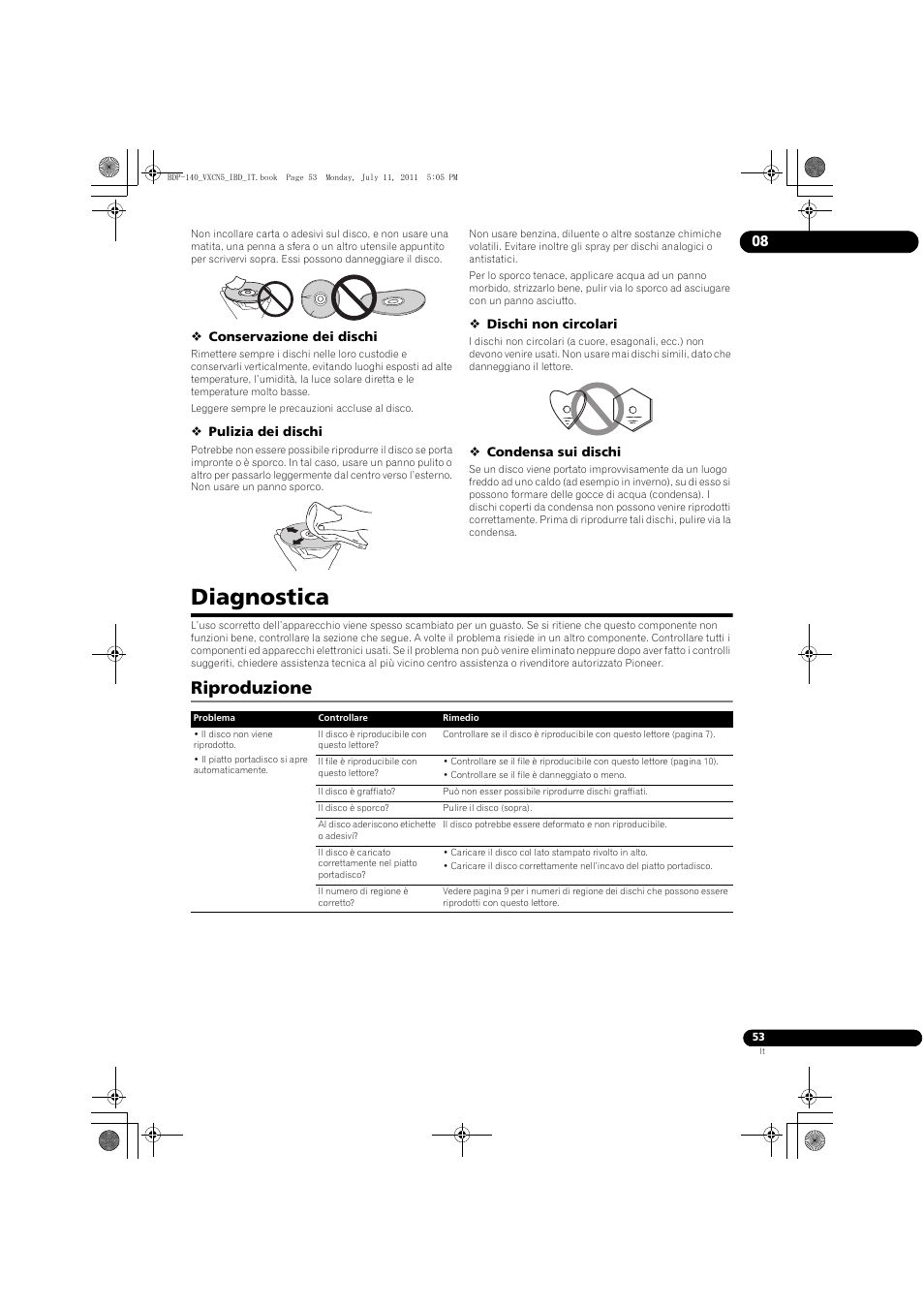 Diagnostica, Riproduzione | Pioneer BDP-440 User Manual | Page 177 / 308