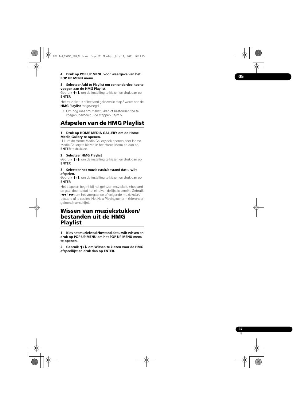 Afspelen van de hmg playlist | Pioneer BDP-440 User Manual | Page 221 / 308