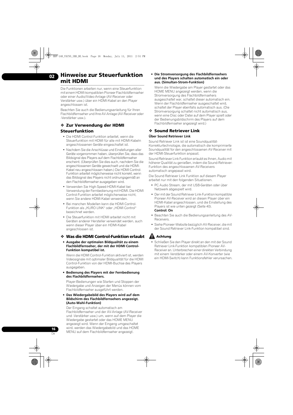 Hinweise zur steuerfunktion mit hdmi | Pioneer BDP-440 User Manual | Page 80 / 308