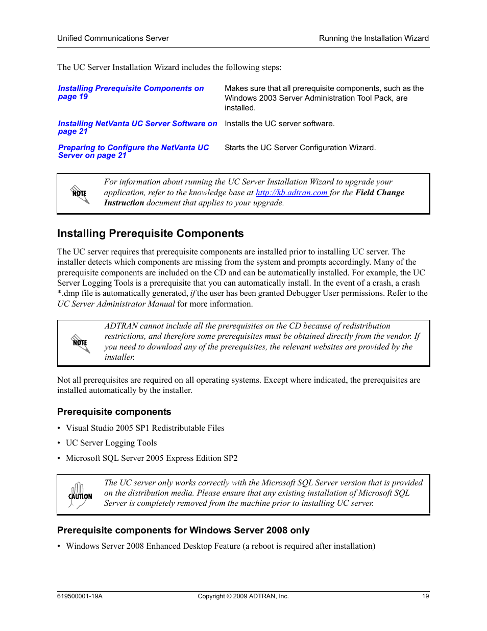 Installing prerequisite components | ADTRAN 619500001-19A User Manual | Page 19 / 27
