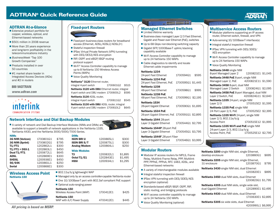 ADTRAN NETVANTA 3120 User Manual | 2 pages