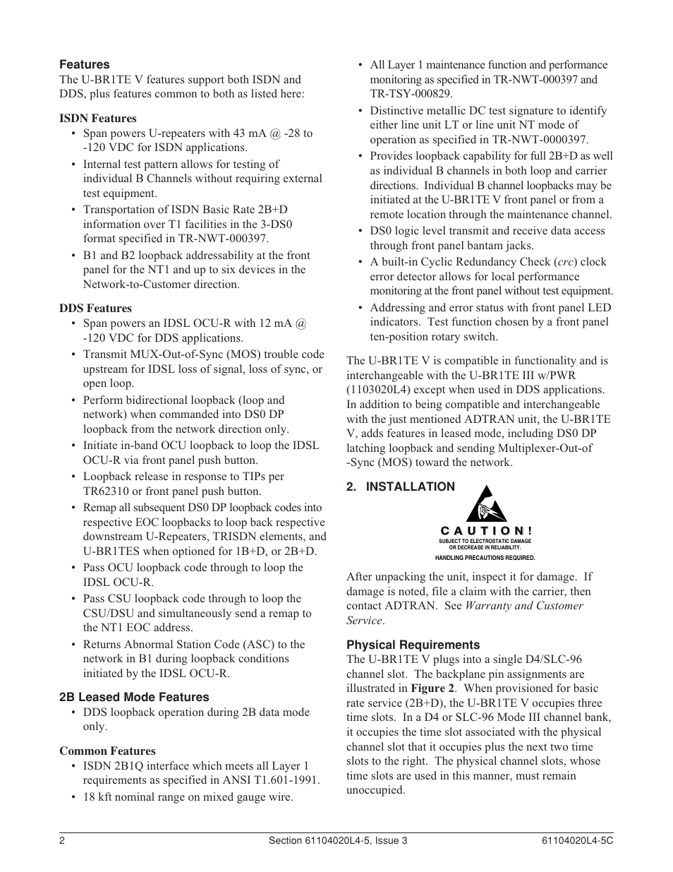 ADTRAN D4 U-BR1TE V User Manual | Page 2 / 14