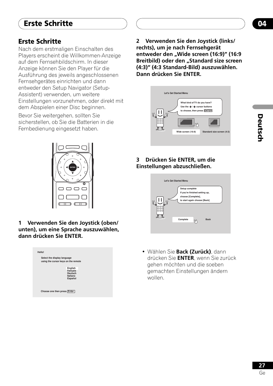 Erste schritte, Erste schritte 04, Deutsch | Pioneer DV-757Ai User Manual | Page 111 / 172