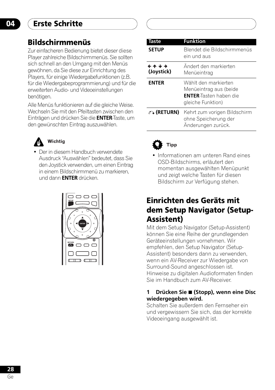 Erste schritte 04, Bildschirmmenüs, Joystick) | Pioneer DV-757Ai User Manual | Page 112 / 172