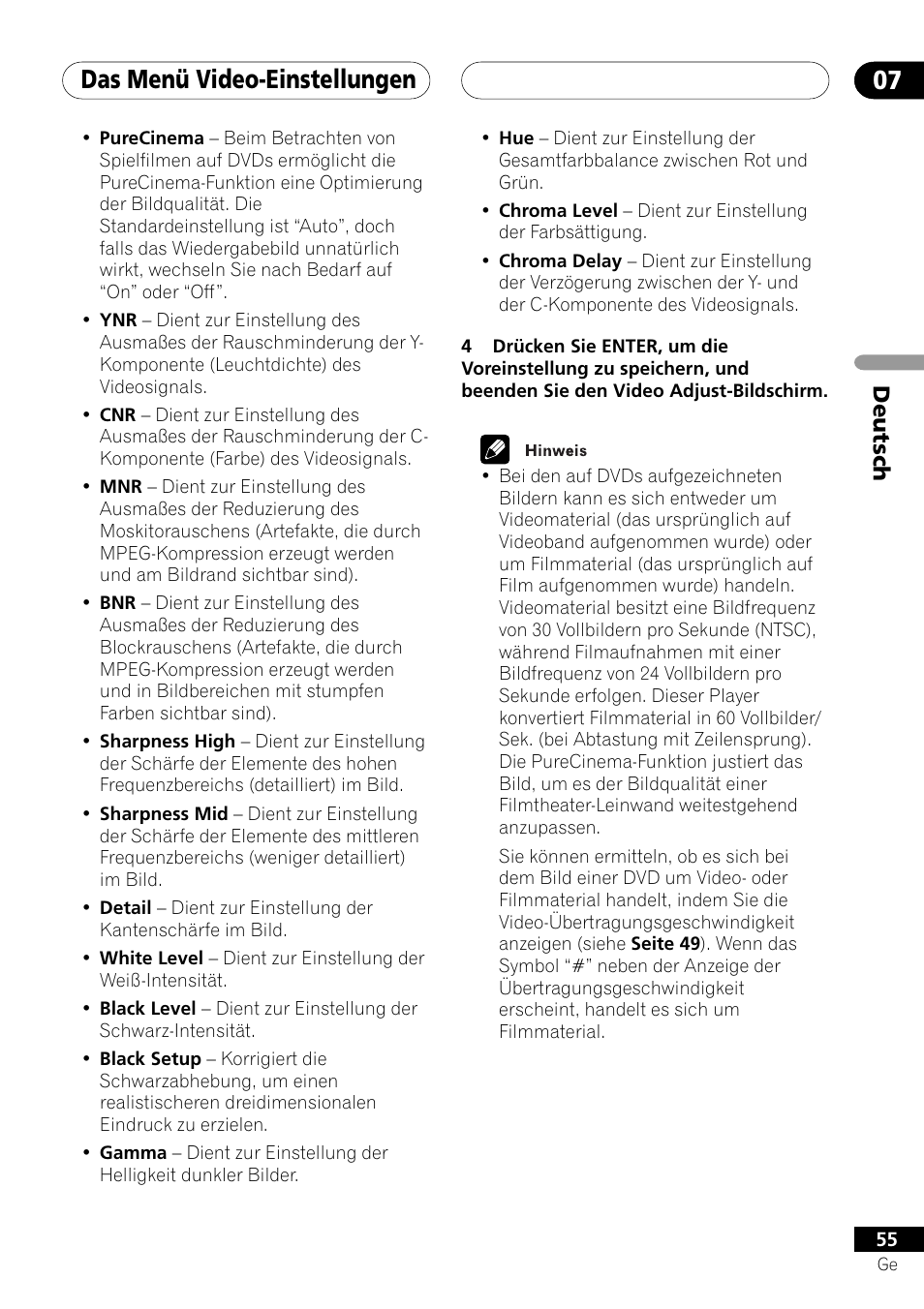 Das menü video-einstellungen 07, Deutsch | Pioneer DV-757Ai User Manual | Page 139 / 172