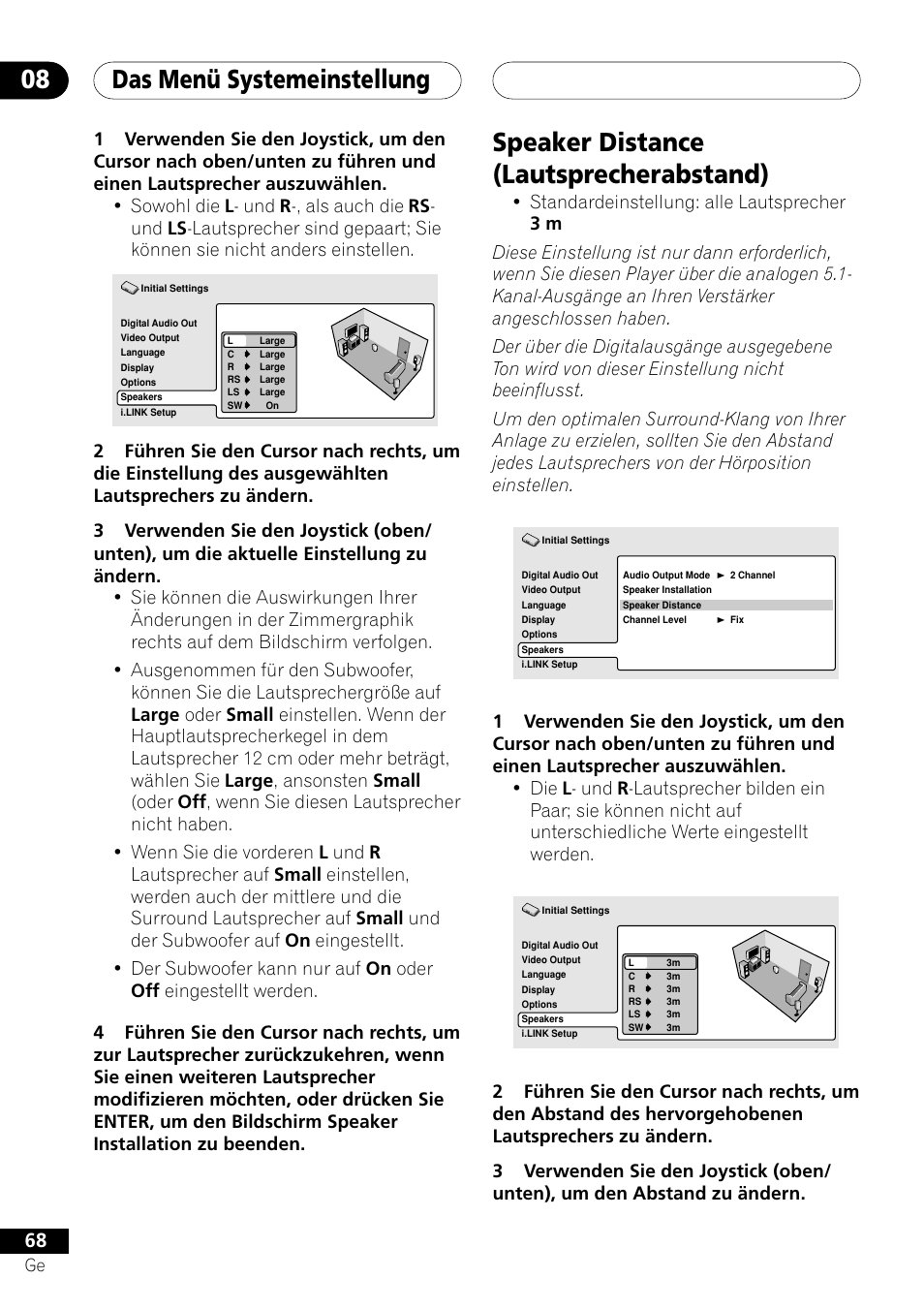 Speaker distance, Das menü systemeinstellung 08, Speaker distance (lautsprecherabstand) | Pioneer DV-757Ai User Manual | Page 152 / 172