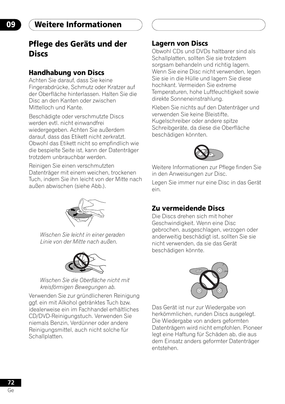 Pflege des geräts und der discs, Weitere informationen 09 | Pioneer DV-757Ai User Manual | Page 156 / 172