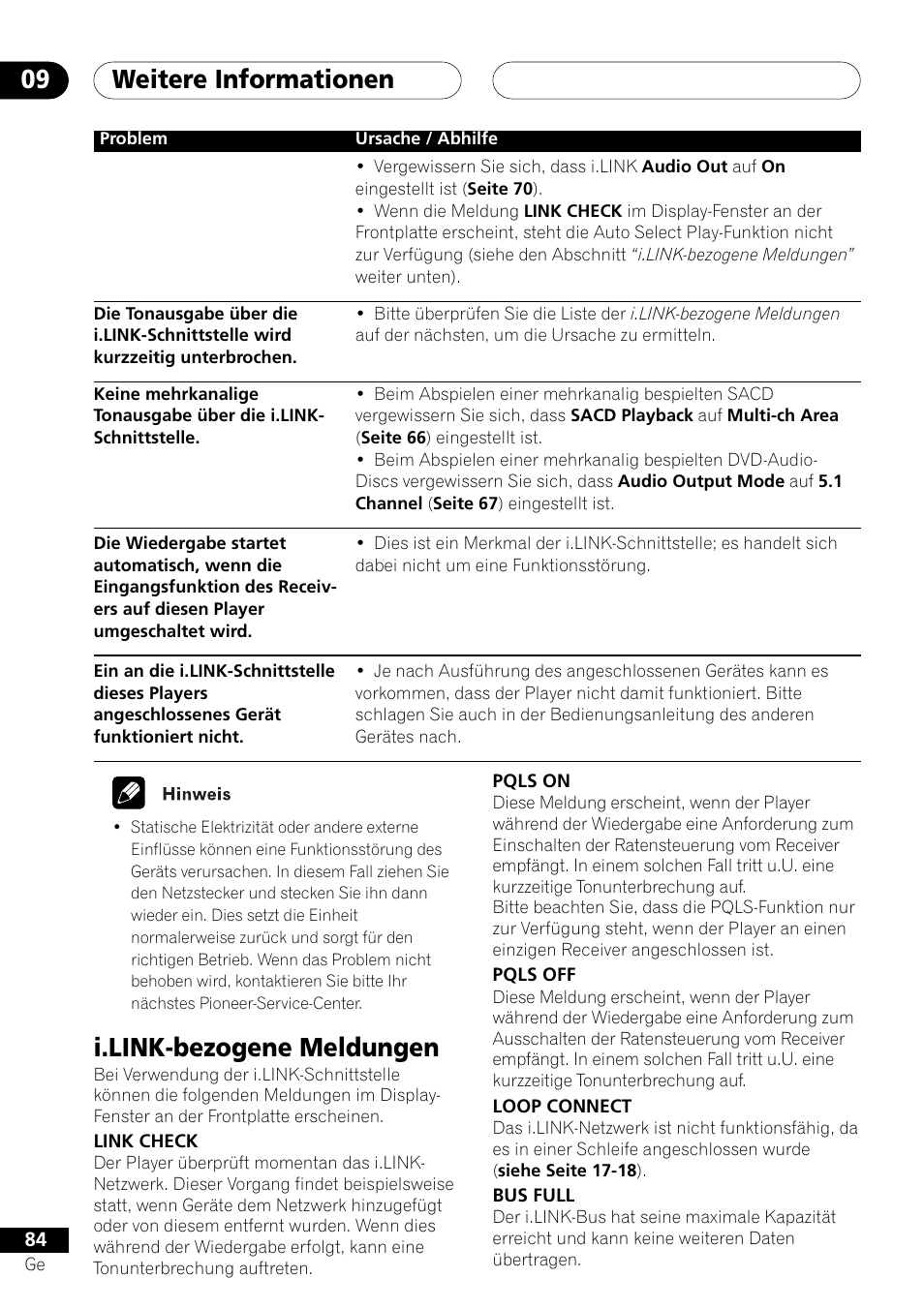 I.link-bezogene meldungen, Weitere informationen 09 | Pioneer DV-757Ai User Manual | Page 168 / 172