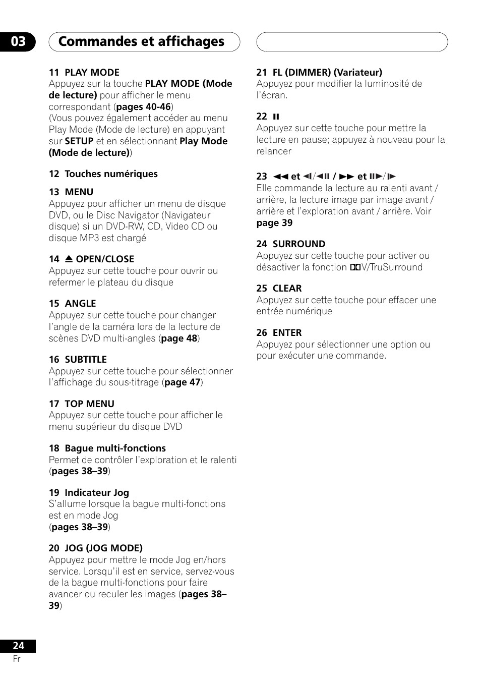 Commandes et affichages 03 | Pioneer DV-757Ai User Manual | Page 24 / 172