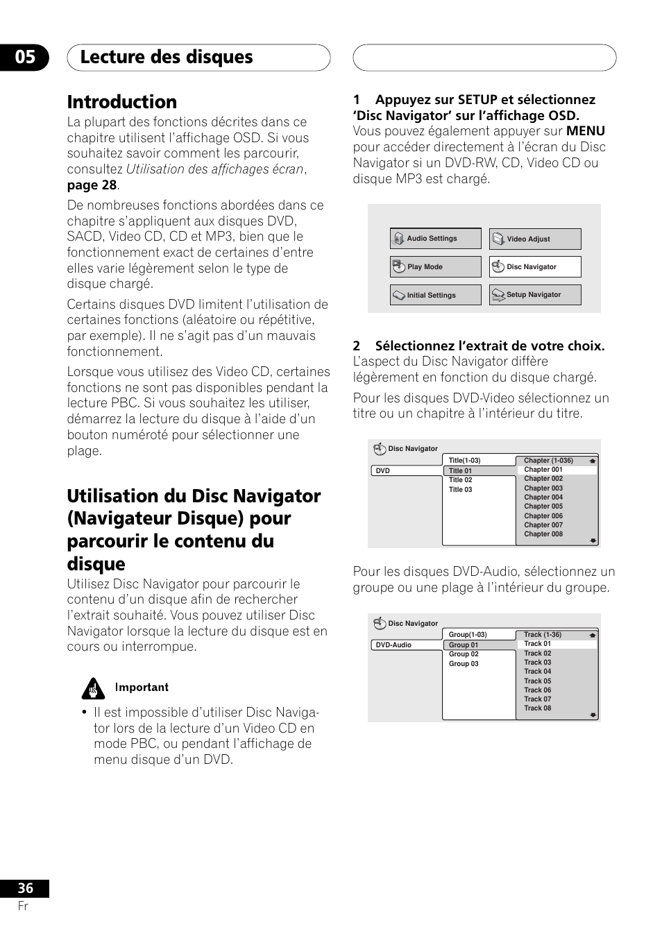 Lecture des disques 05, Introduction | Pioneer DV-757Ai User Manual | Page 36 / 172