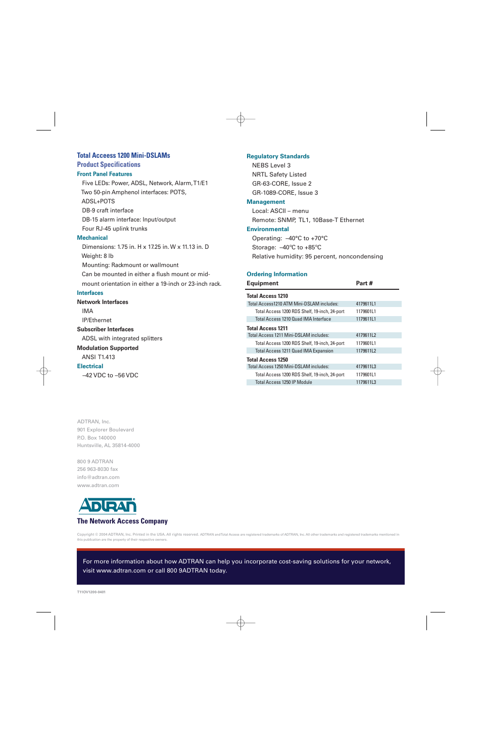 ADTRAN Total Access 1210 User Manual | Page 4 / 4