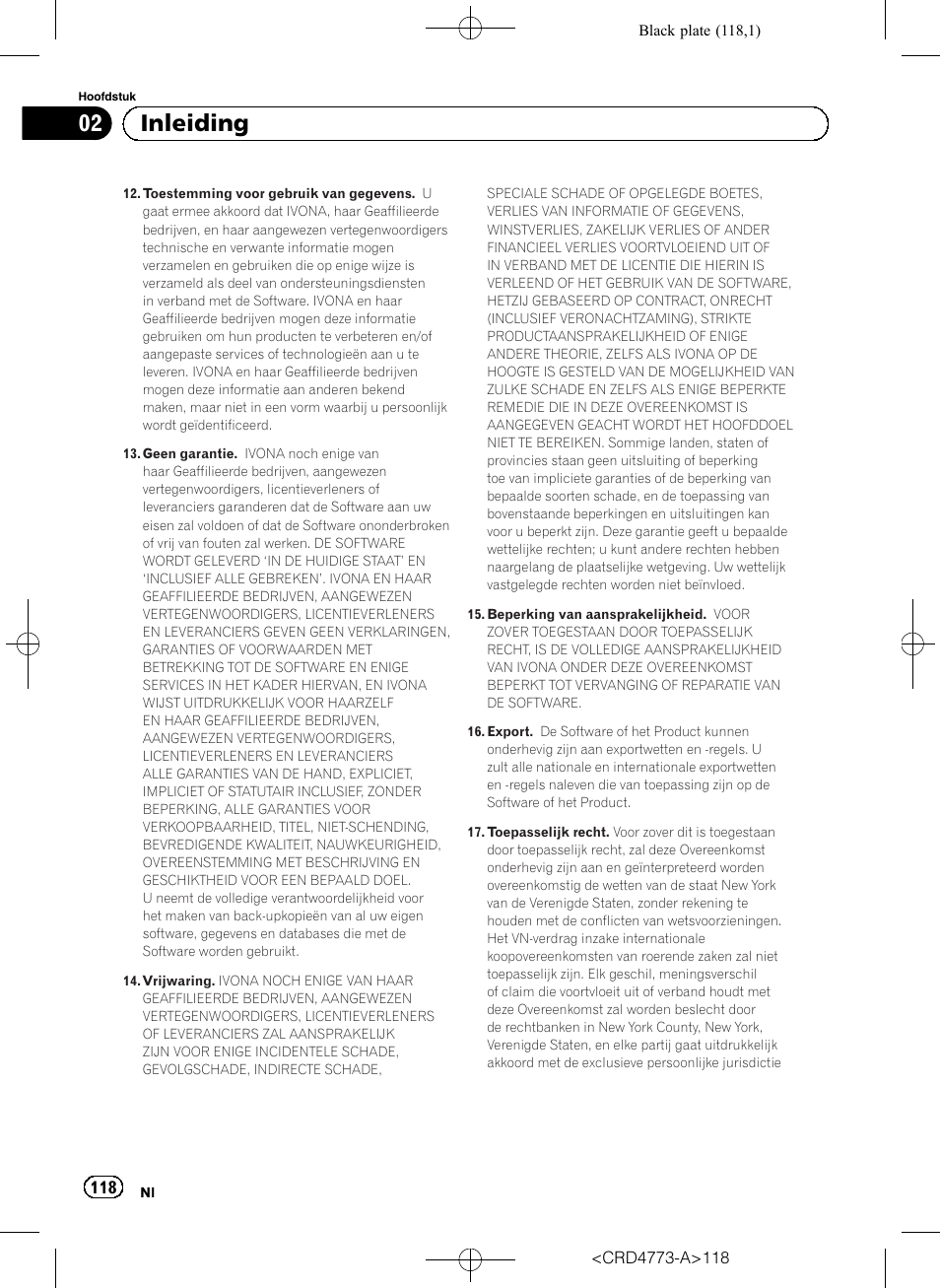 02 inleiding | Pioneer AVIC-F960BT User Manual | Page 118 / 132