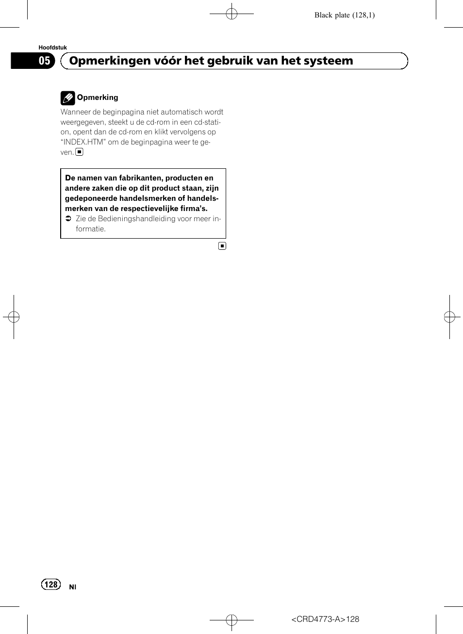 05 opmerkingen vóór het gebruik van het systeem | Pioneer AVIC-F960BT User Manual | Page 128 / 132